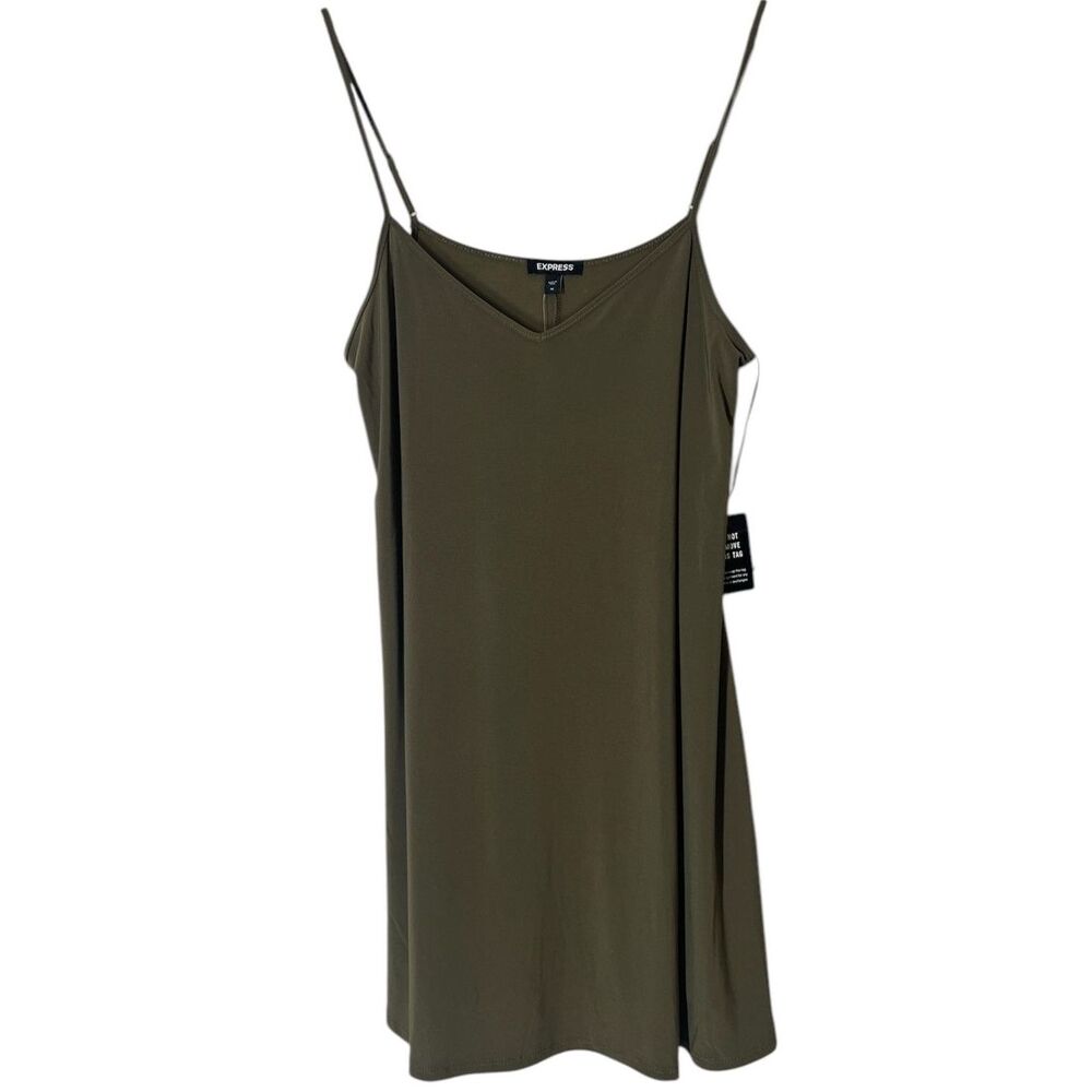 NWT Express Green Tank Mini Slip Dress Womens Sz M Boxy Flowy Shift